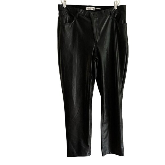 Abercrombie & Fitch 34/18L Vegan Leather Curve Love High Rise 90s Straight Pant - Picture 2 of 10